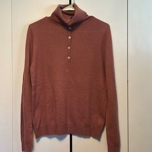EUC Zara Rose/Brown 100% Wool Turtleneck Sweater Size L